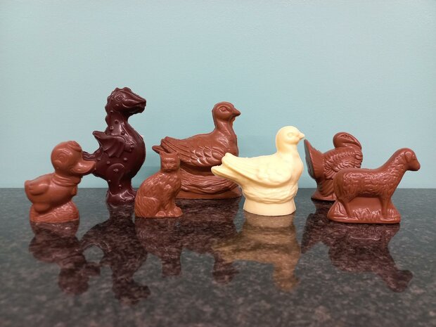 Kleine dieren Donald Duck, dino, kat, grote duif, kleine duif, kalkoen, schaap 35-130g